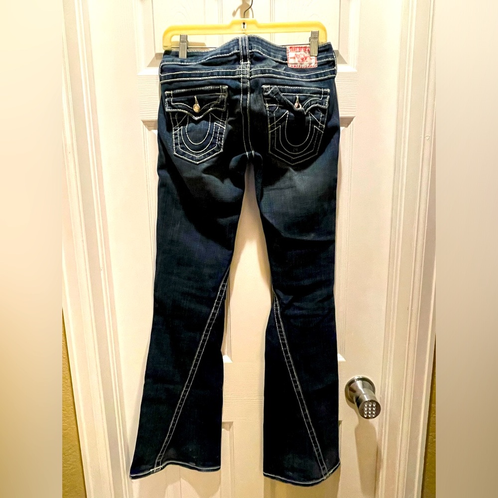 True Religion Denim Flare Joey Jeans with Crystal buttons